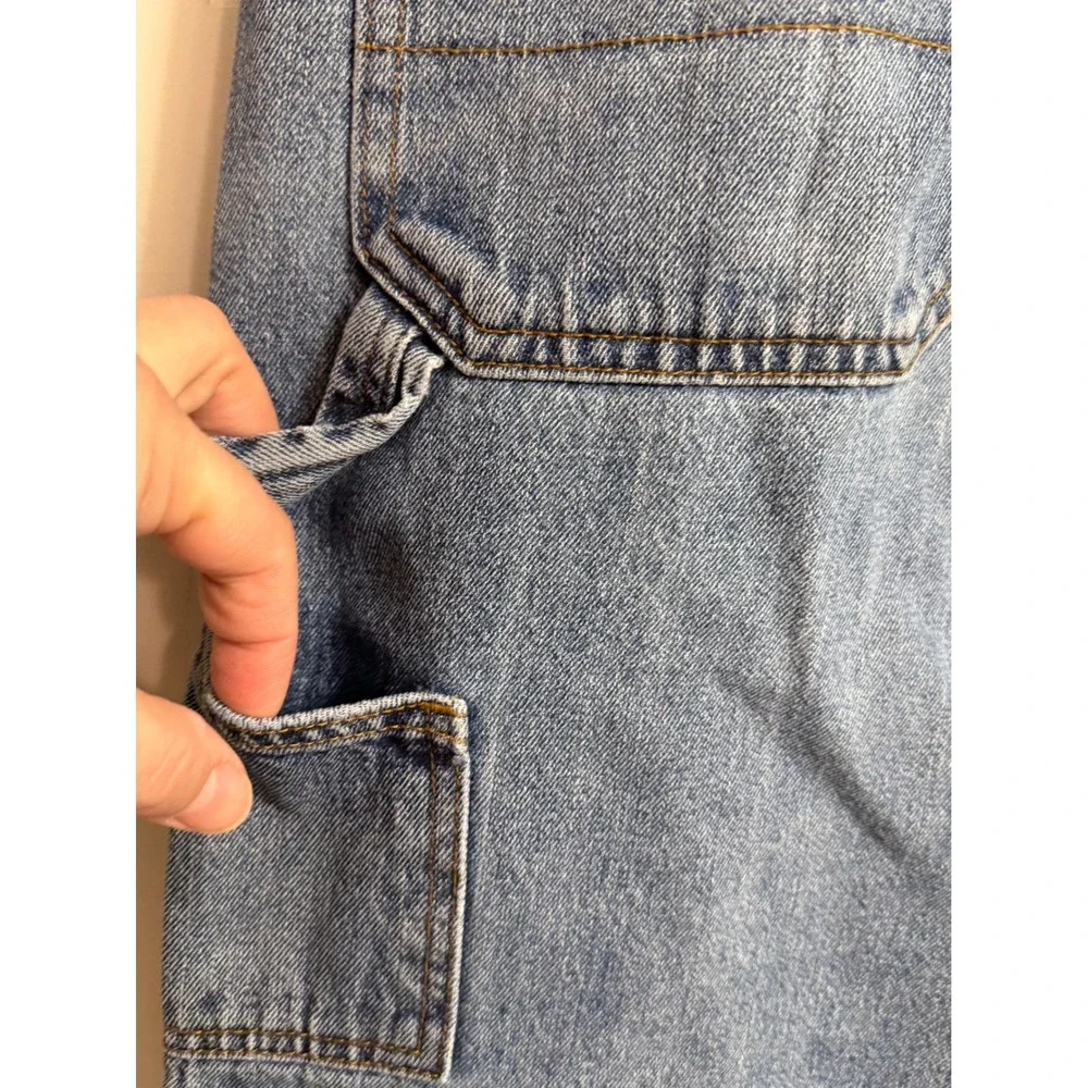Faded Glory Men's Jeans 36x30 Blue Denim Carpenter Baggy Straight Leg Distressed